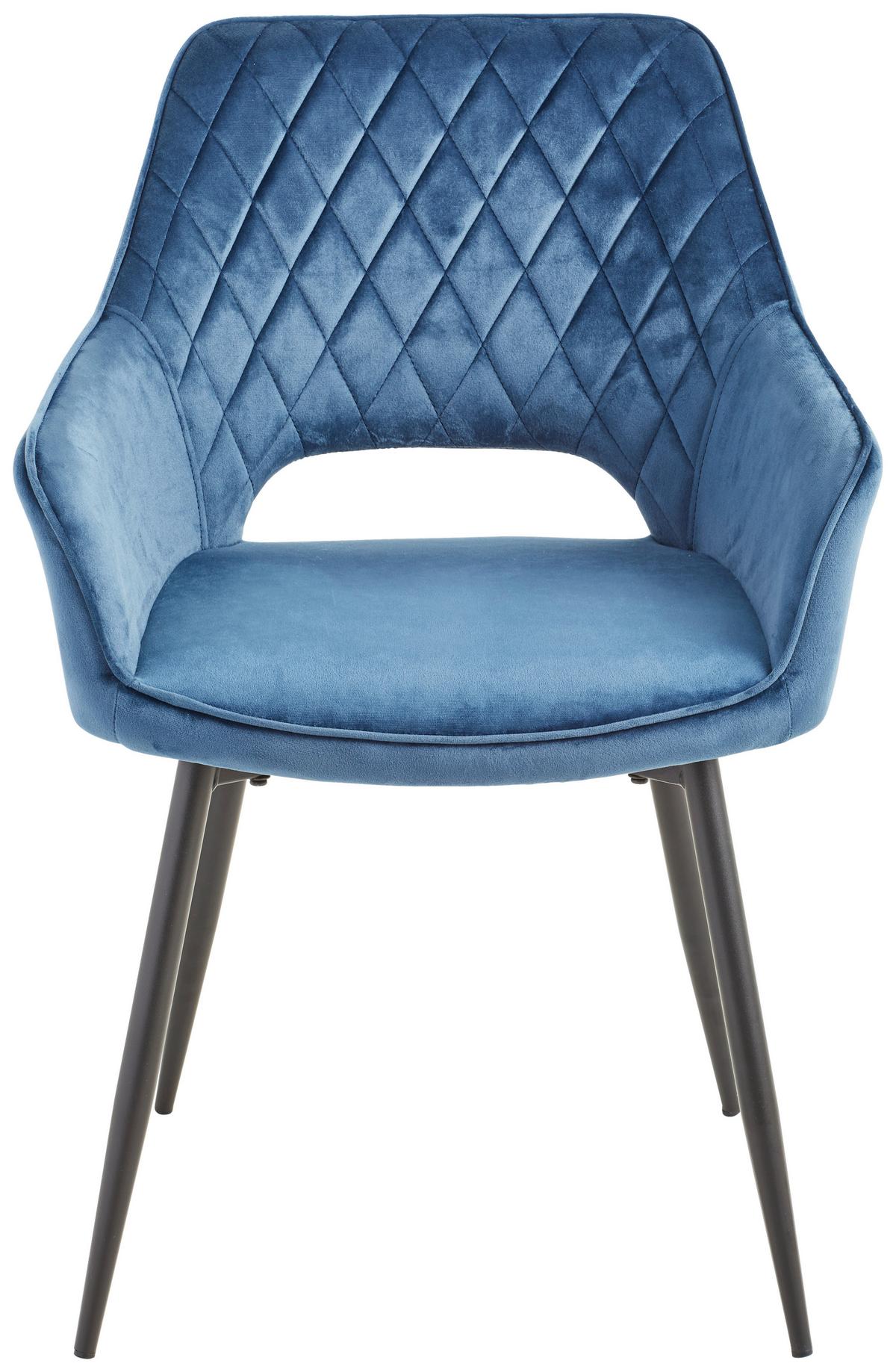 Armlehnstuhl Genua Blau Gepolstert - Blau/Schwarz, KONVENTIONELL, Holz/Textil (56/80,5/56cm) - MID.YOU
