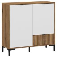 Kommode Ricko Eichefarben/weiß B: 91,6 Cm - Eichefarben/Schwarz, Trend, Holzwerkstoff (91,6/92,4/40cm)