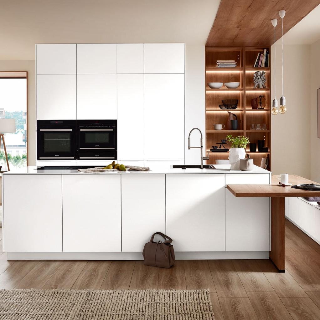Einbauküche Eastbourne Frei Planbar Modernes Design - Eichefarben/Weiß, MODERN, Holzwerkstoff - Vertico