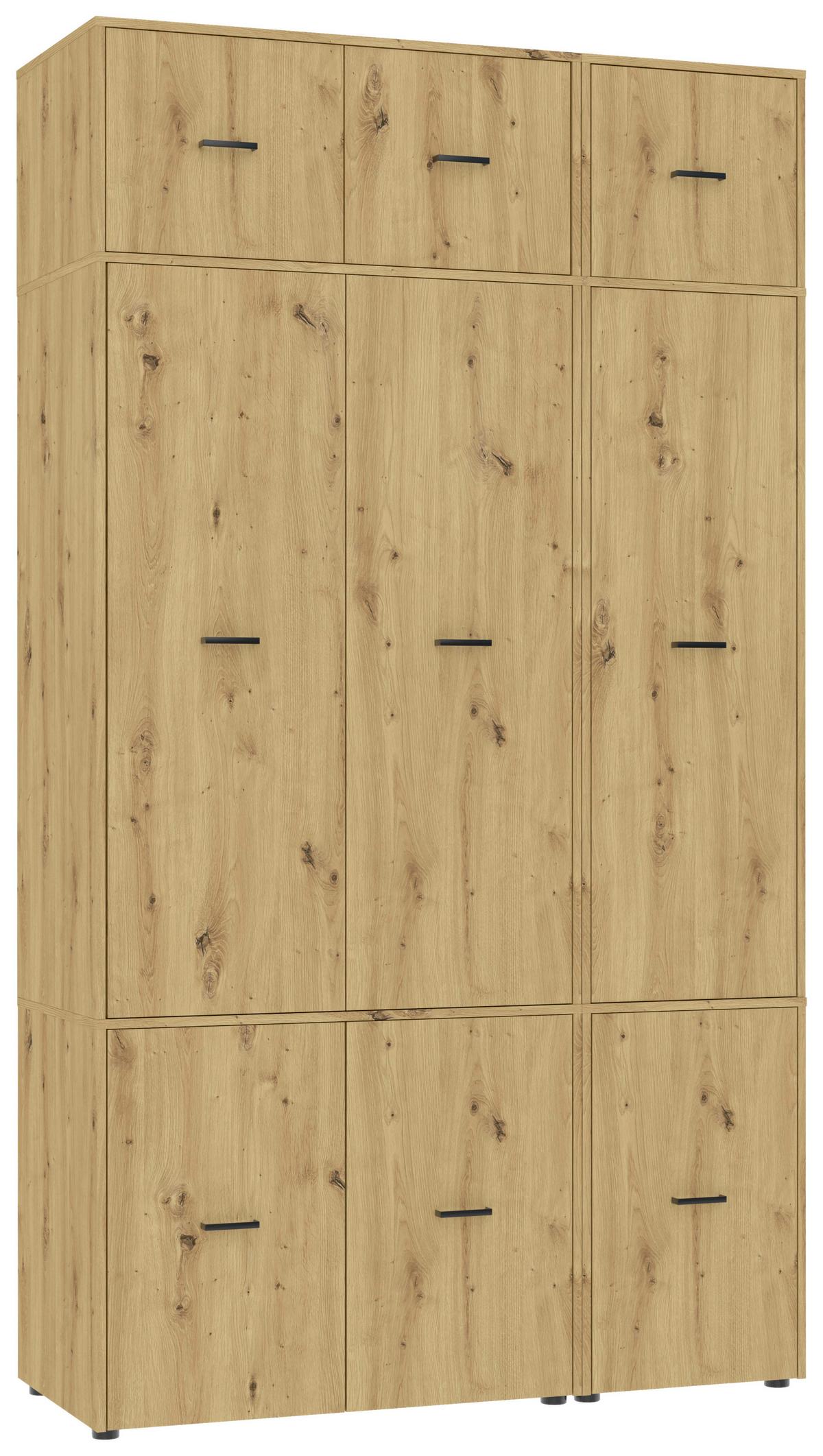 Kleiderschrank Kivo Eiche Artisan Dekor, B: 135 Cm - Eiche Artisan, Basics, Holzwerkstoff (135/239,40/52,1cm)