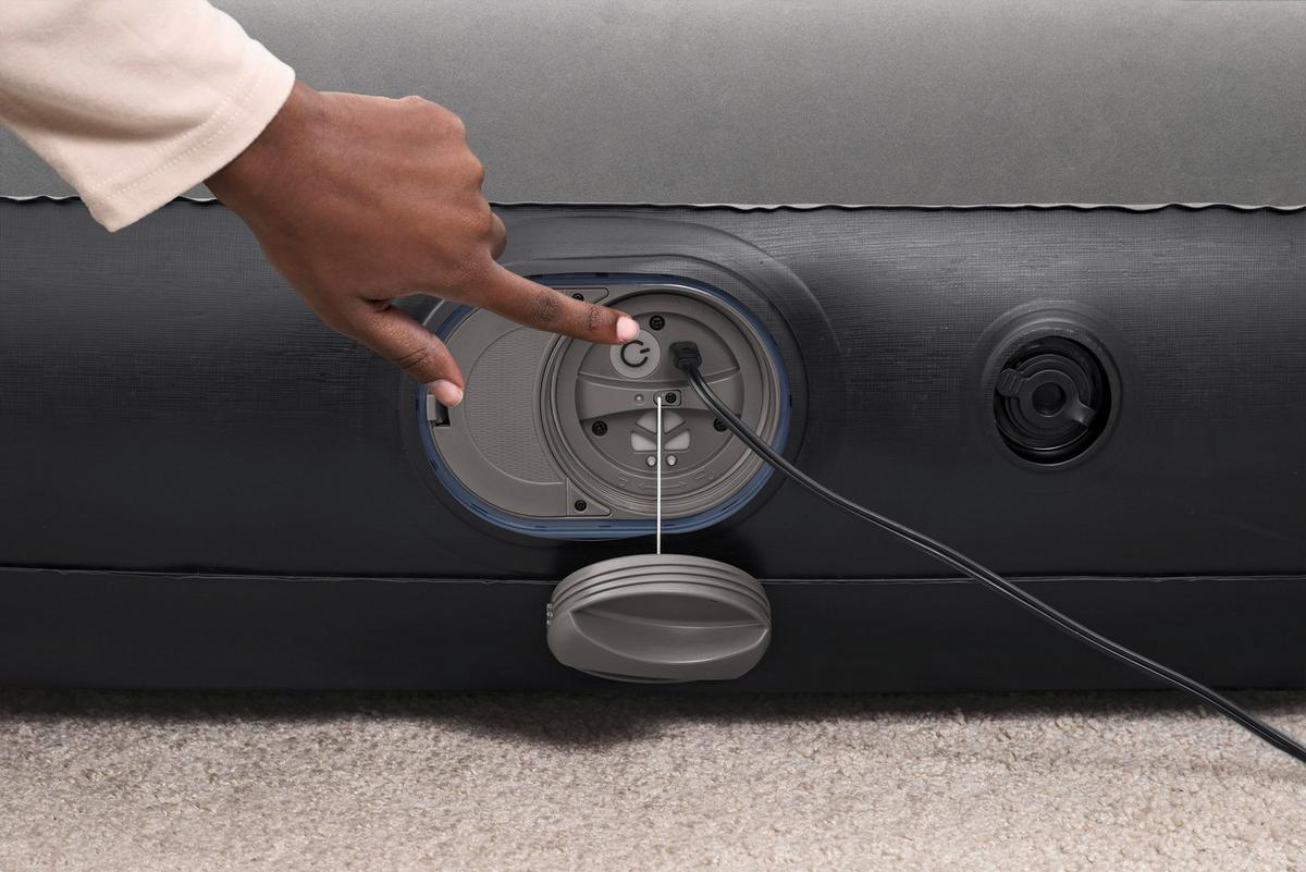 Luftbett Lisha 191x137x30 cm Bis 300kg, inkl. Pumpe - Dunkelgrau/Schwarz, KONVENTIONELL, Kunststoff/Metall (191/137/30cm) - Bestway