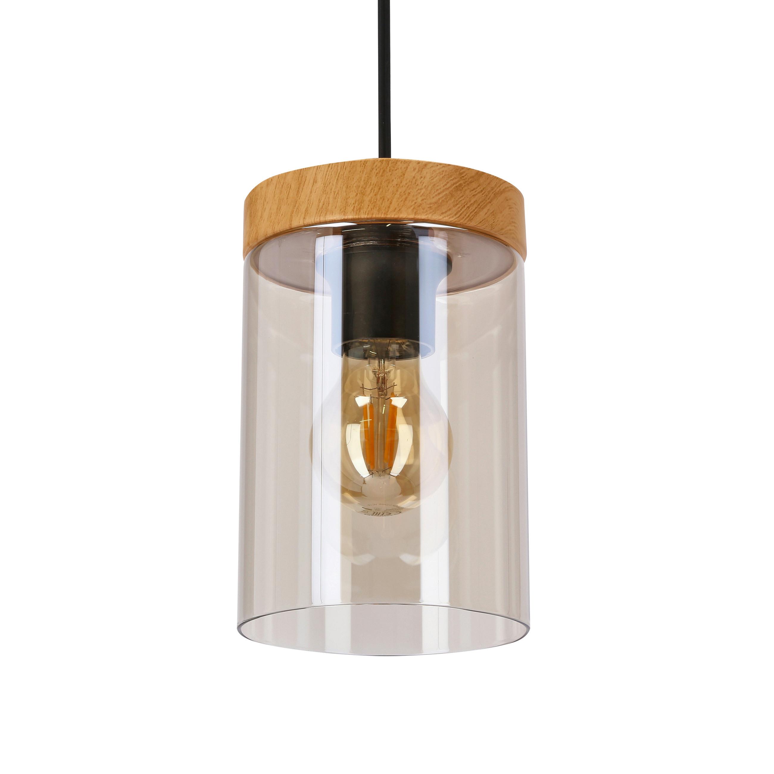 Pendelleuchte 31-21984 Wels - Eichefarben/Schwarz, Natur, Glas/Metall (12/12/100cm)