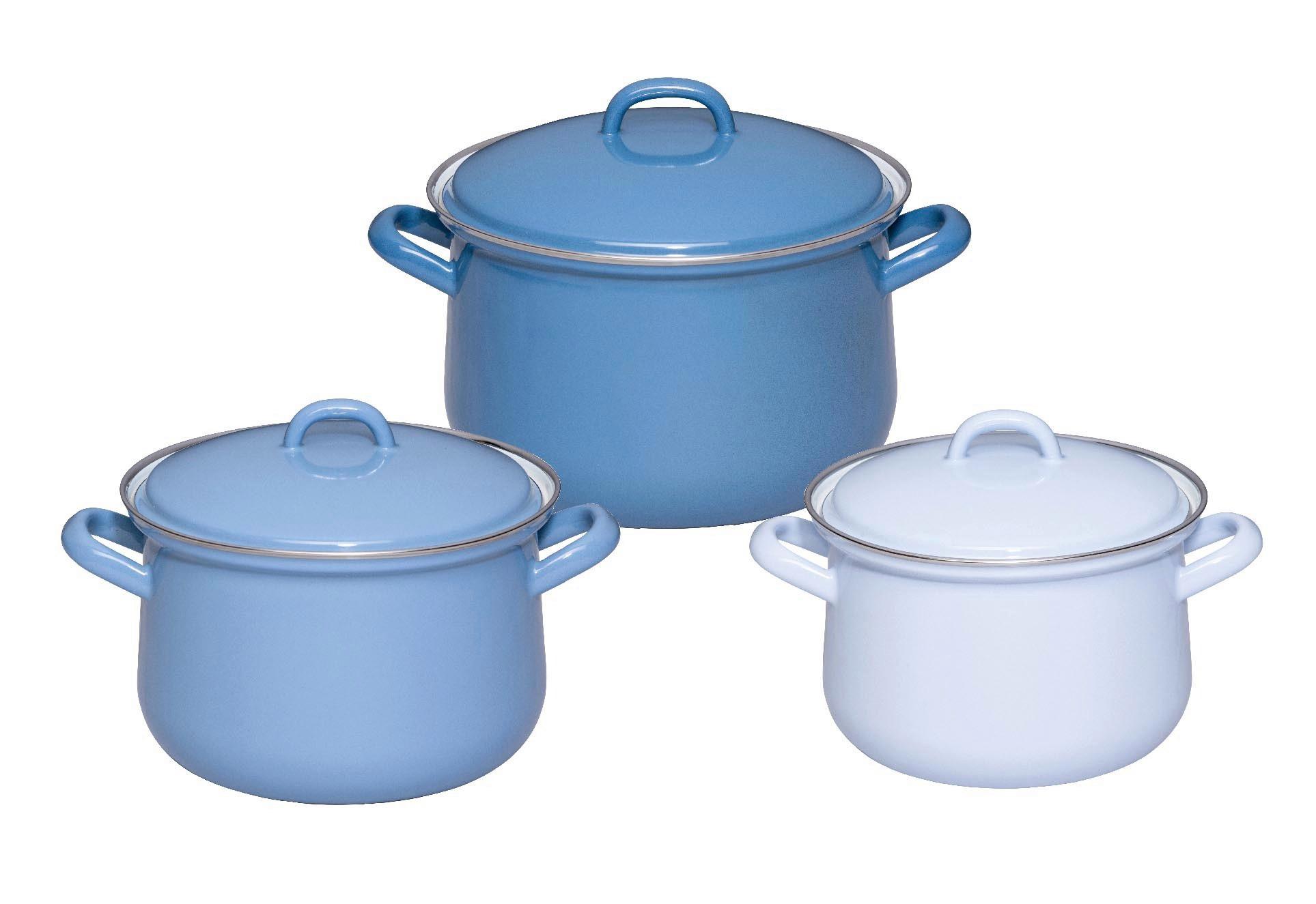 KOCHTOPFSET 0195-129 NATURE BLUE - Blau, Basics, Metall - Riess