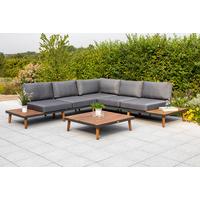 Gartenmöbel Set 2-tlg. Athen Holz/aluminium Mit Kissen - Graphitfarben/Braun, KONVENTIONELL, Holz/Textil (287,5/28/287,5cm) - Gardenson