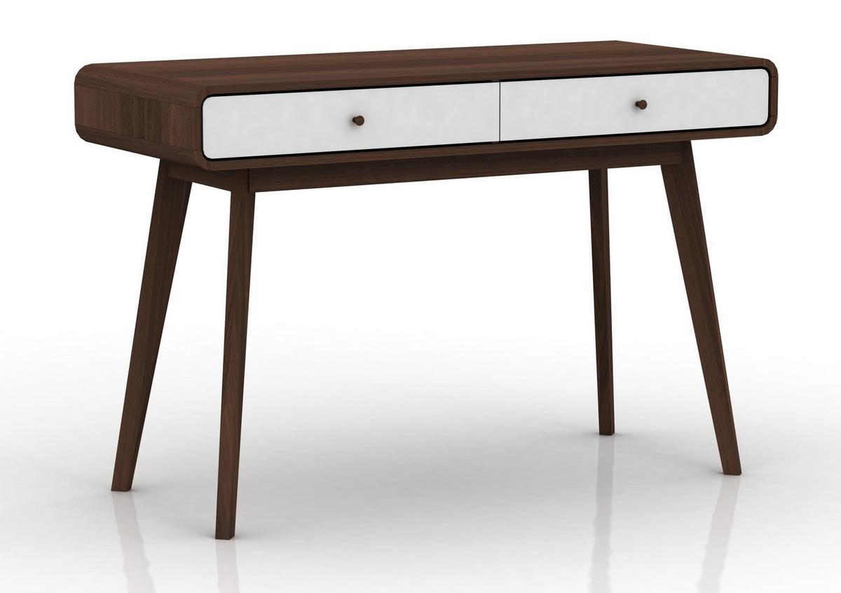 Schreibtisch Cassie Walnussfarben 120 cm - Walnussfarben/Weiß, Design, Holzwerkstoff (120/79/50cm) - MID.YOU