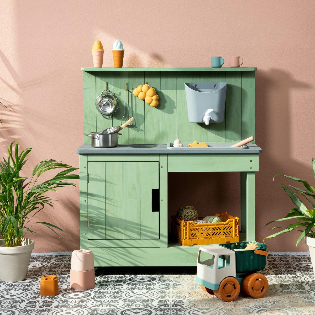 Matschküche Muddy Buddy - Jadegrün, Basics, Holz (80/40/90cm) - MUDDY BUDDY