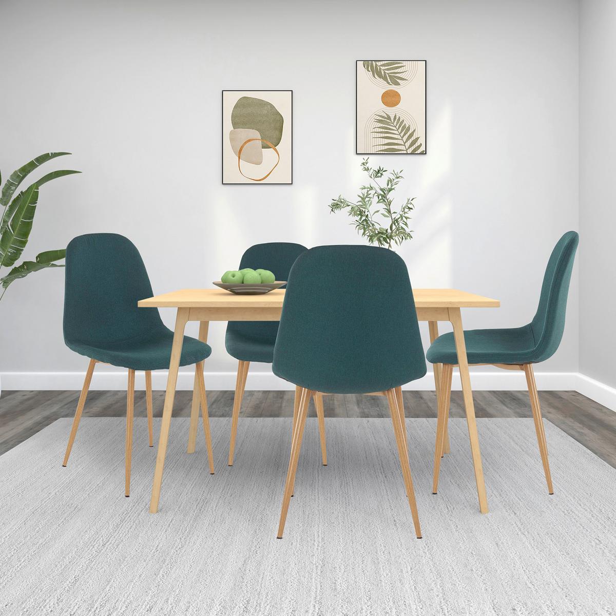 Stuhl-Set Miller Dunkelgrün B: 44cm 4--Teilig - Dunkelgrün/Eichefarben, Design, Textil/Metall (44/87/52cm) - MID.YOU