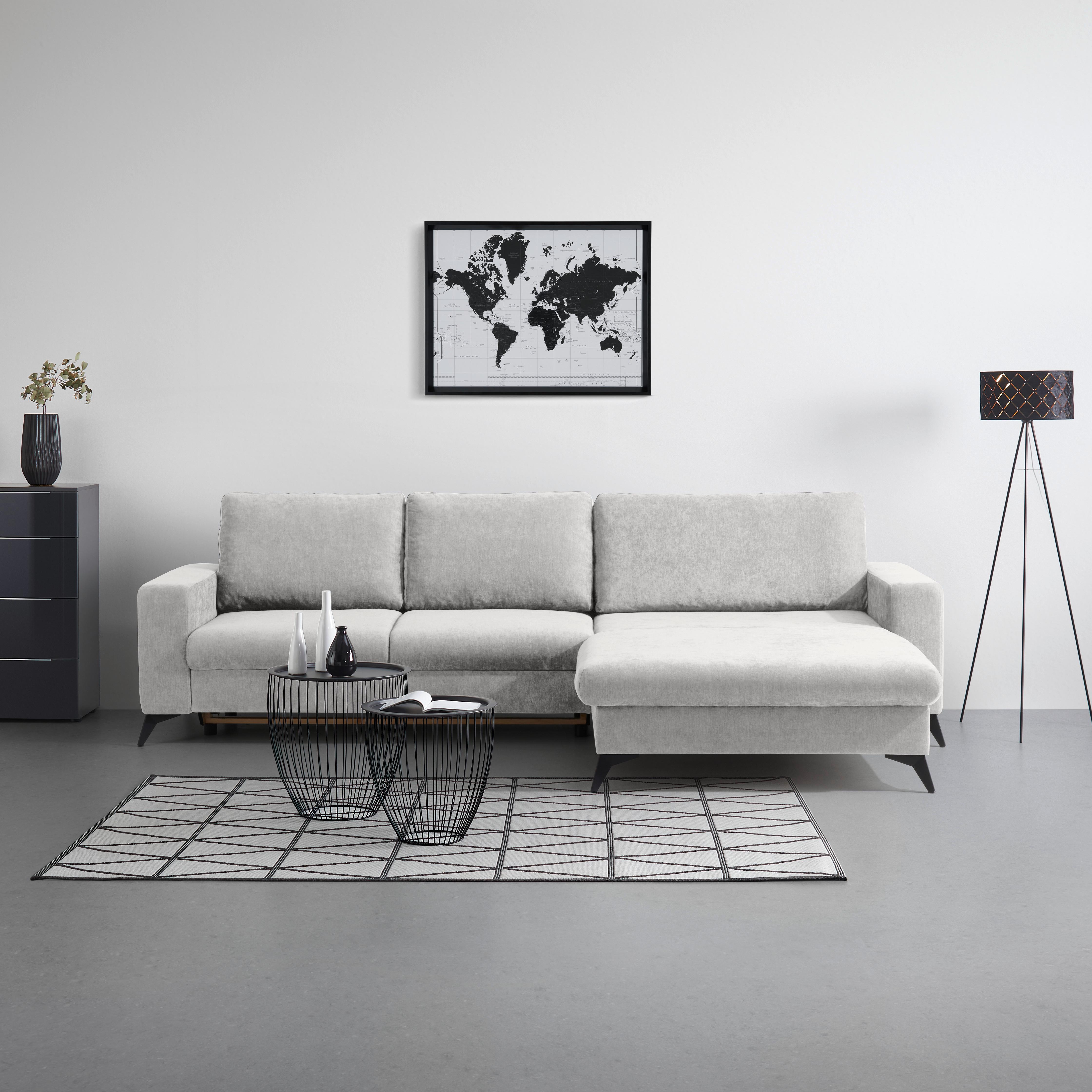 Sedací souprava SUNNY, šedobéžová,lůžko a úl.prostor - šedobéžová, Moderní, textil (290/87/178cm) - Mömax