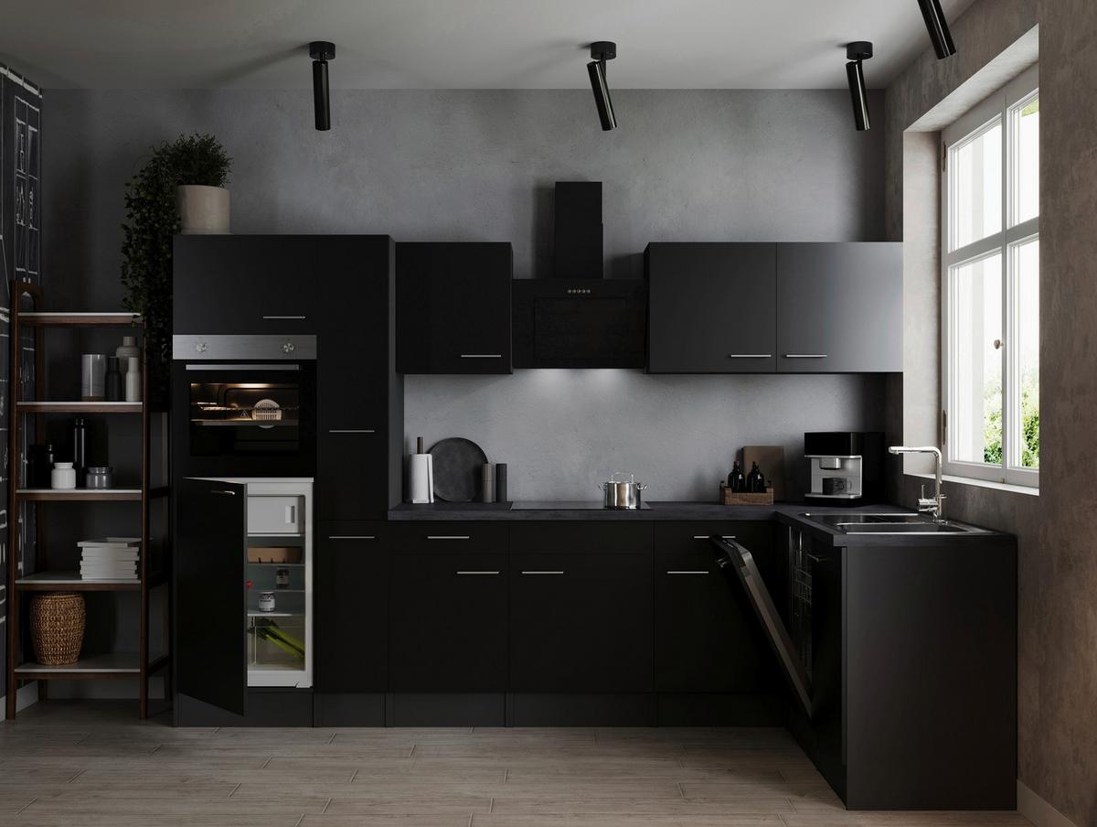 Eckküche Oliver Grau, Schwarz S: 310x172 Cm - Schwarz/Grau, Design, Holzwerkstoff (310/172cm) - Respekta