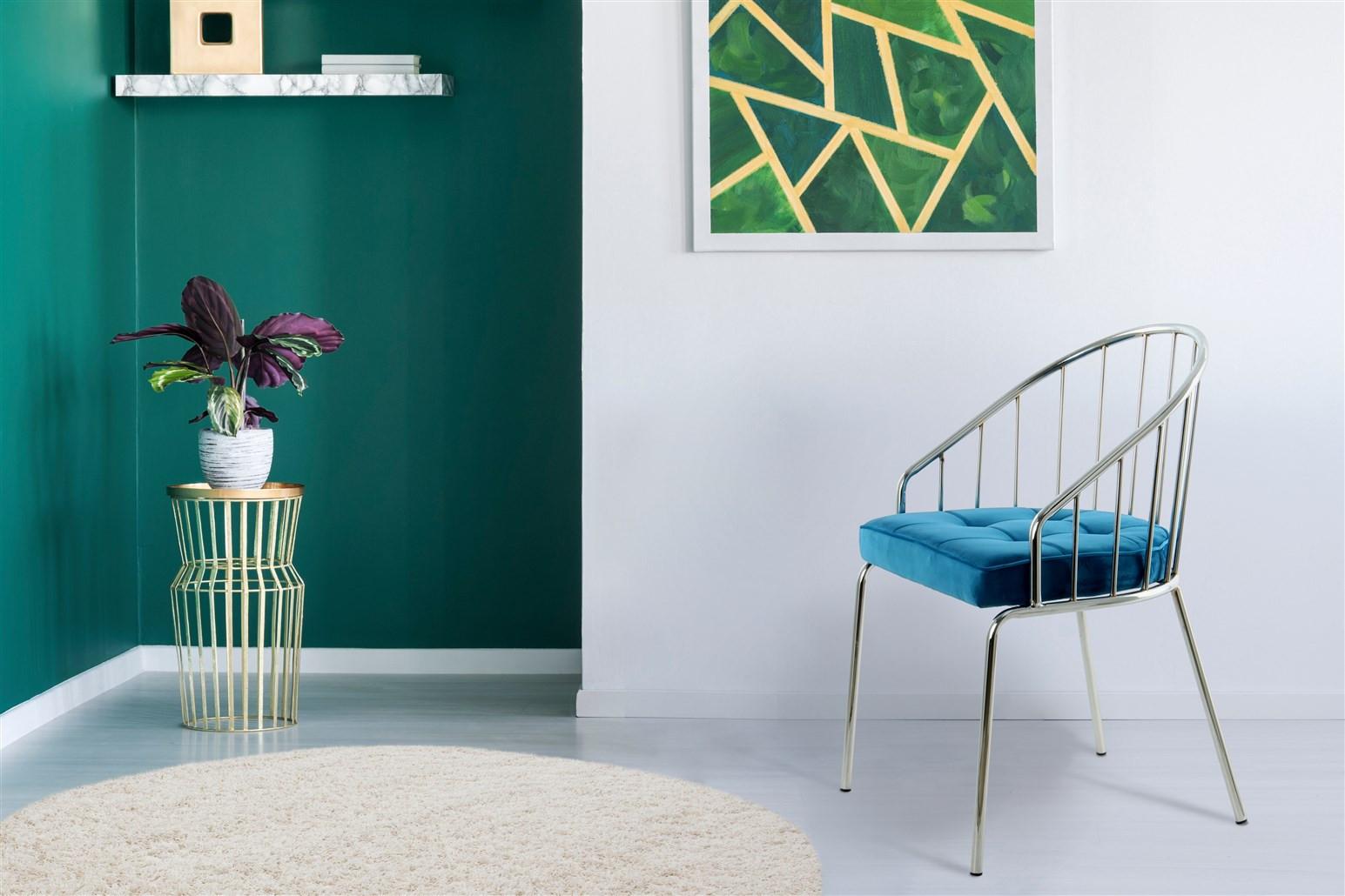 ŽIDLE PALMA 100 - modrá/barvy chromu, Design, kov/textil (51/83/51cm) - Kayoom