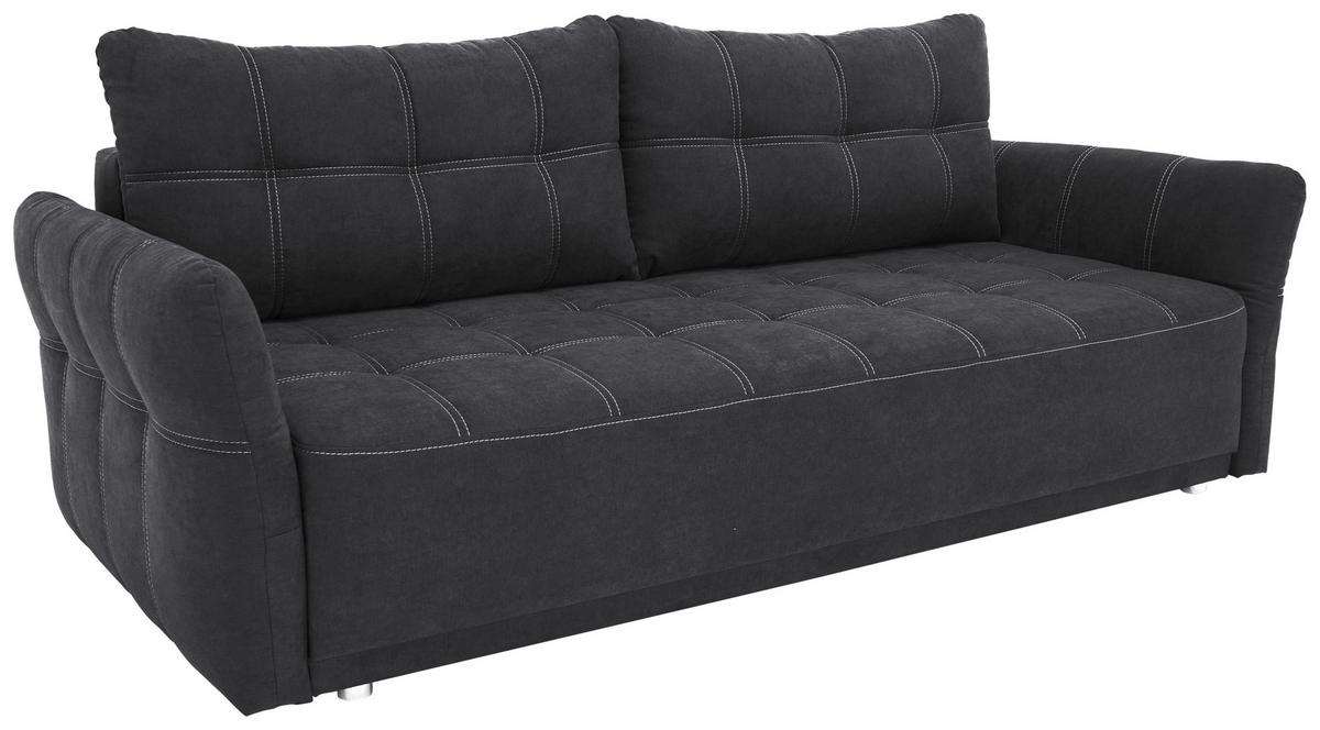 Veľká pohovka PASCAL, čierna - čierna, Basics, kov/drevo (221/91/107cm)