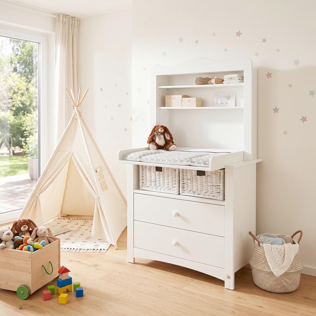 WICKELKOMMODE 130023BR FLORENTINA - Weiß, Trend, Holz (103/180/57-77cm) - Pinolino