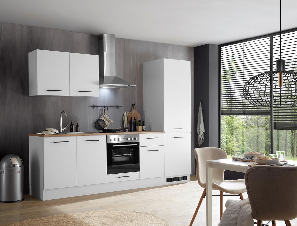 Kuchyňský blok bez spotřebičů TIROL - bílá/barvy dubu, Basics, kompozitní dřevo/plast (270cm) - MID.YOU