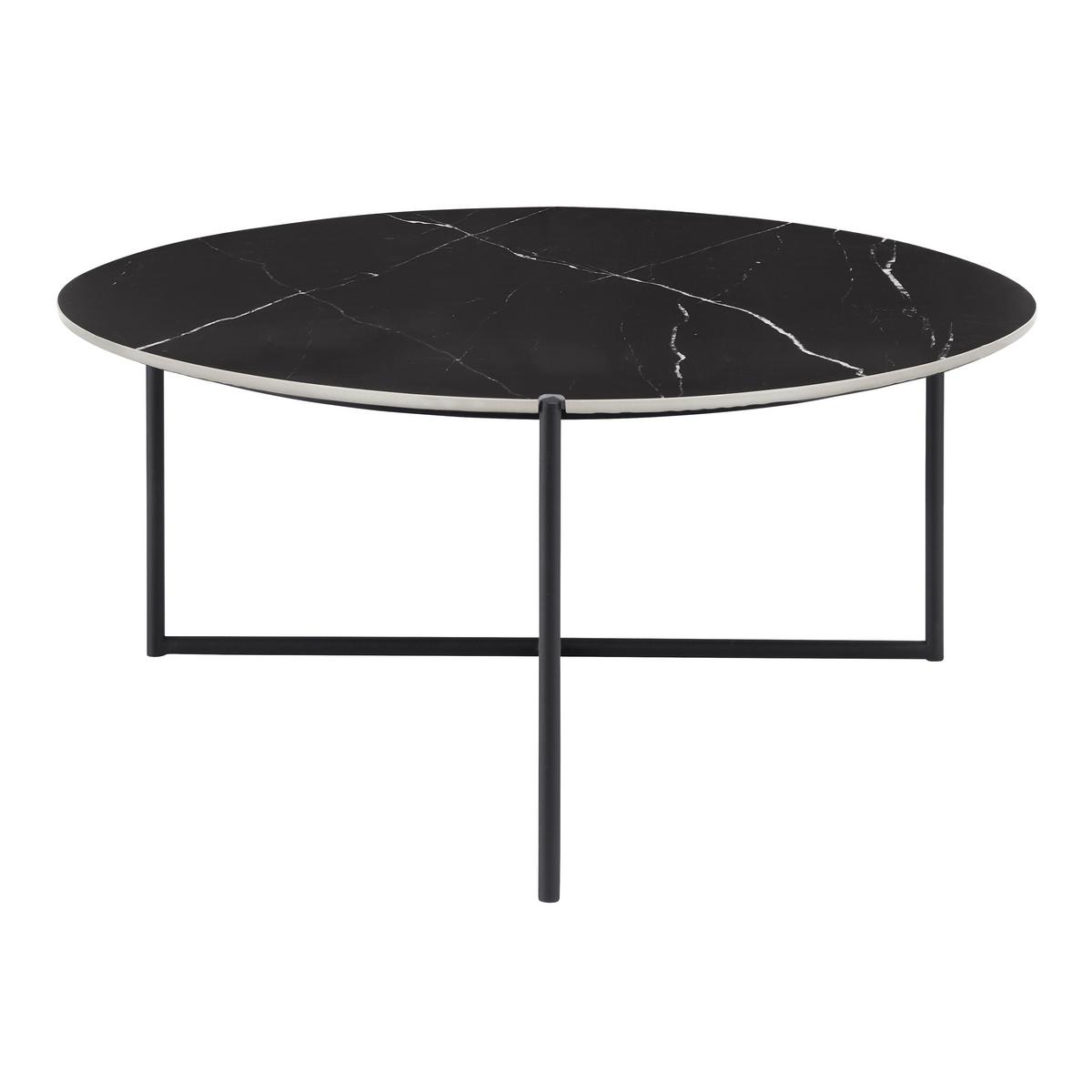 Konferenčný stolík NILA - čierna/biela, Modern, kov/kameň (79,5/79,5/39cm) - Bessagi Home