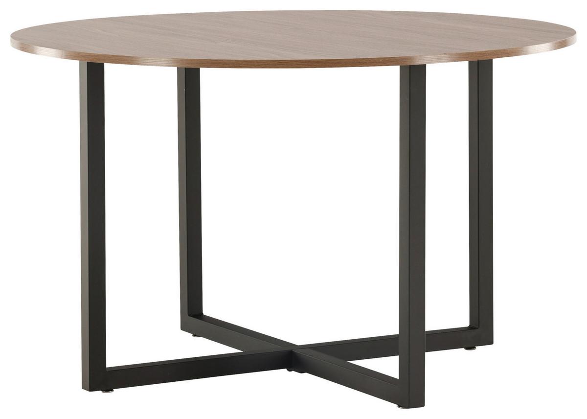 Esstisch Durango - Walnussfarben/Schwarz, Design, Holzwerkstoff/Metall (120/120/75cm) - Livetastic