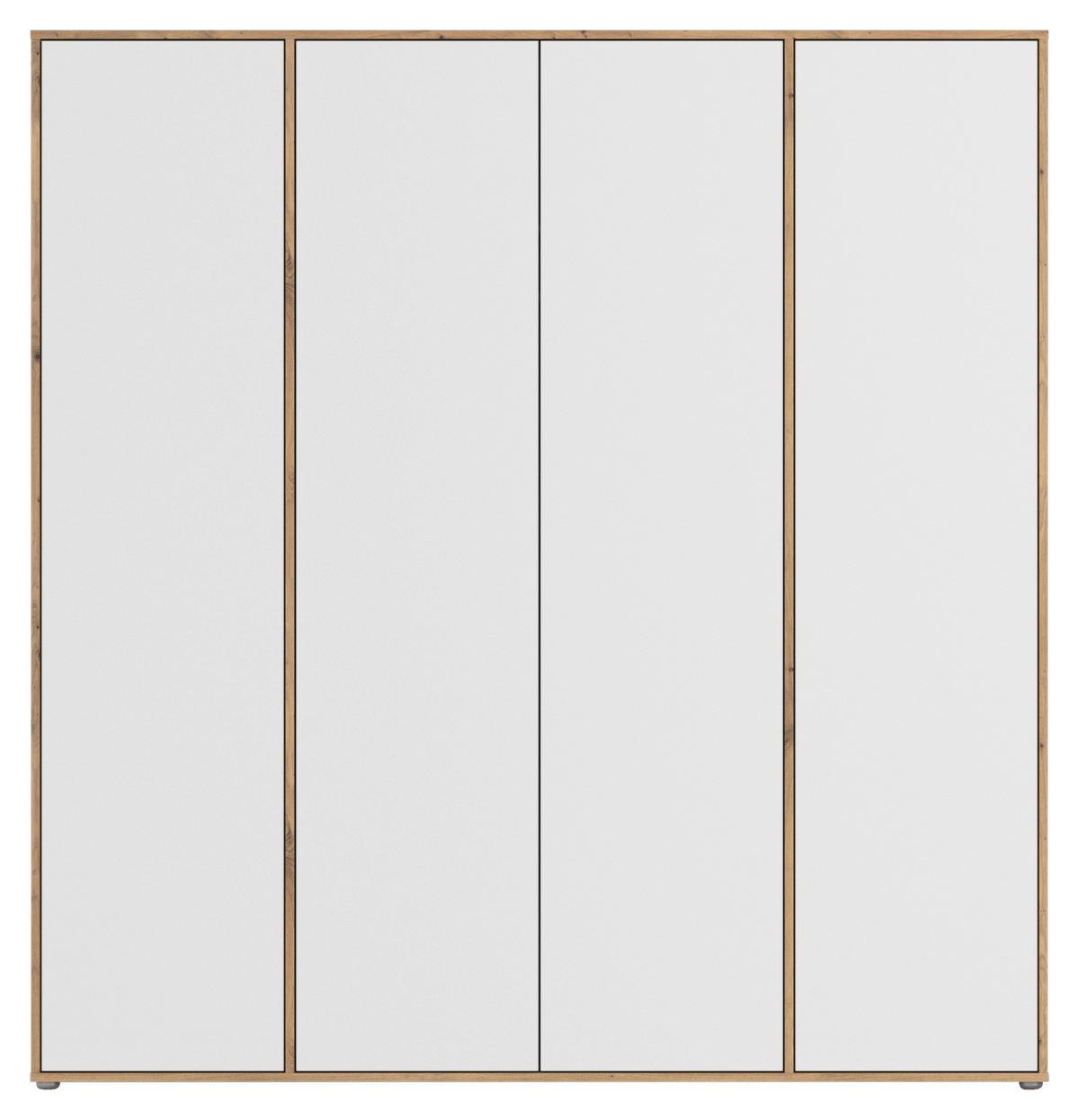 Drehtürenschrank Nabila Eiche Artisan Dek. Weiß - Weiß/Eiche Artisan, MODERN, Holzwerkstoff (187/194/53cm) - Rauch Möbel