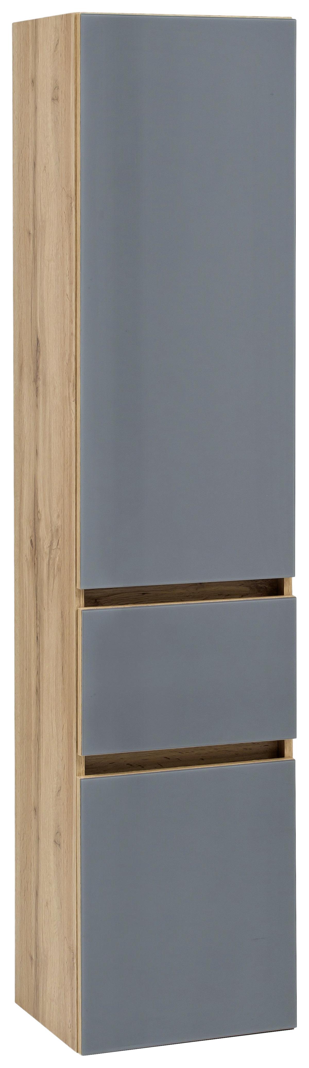 Badmöbel-Set 4-Tlg. inkl. LED Helsinki, Grau/Eiche - Eichefarben/Weiß, KONVENTIONELL, Glas/Holzwerkstoff (120cm) - Held