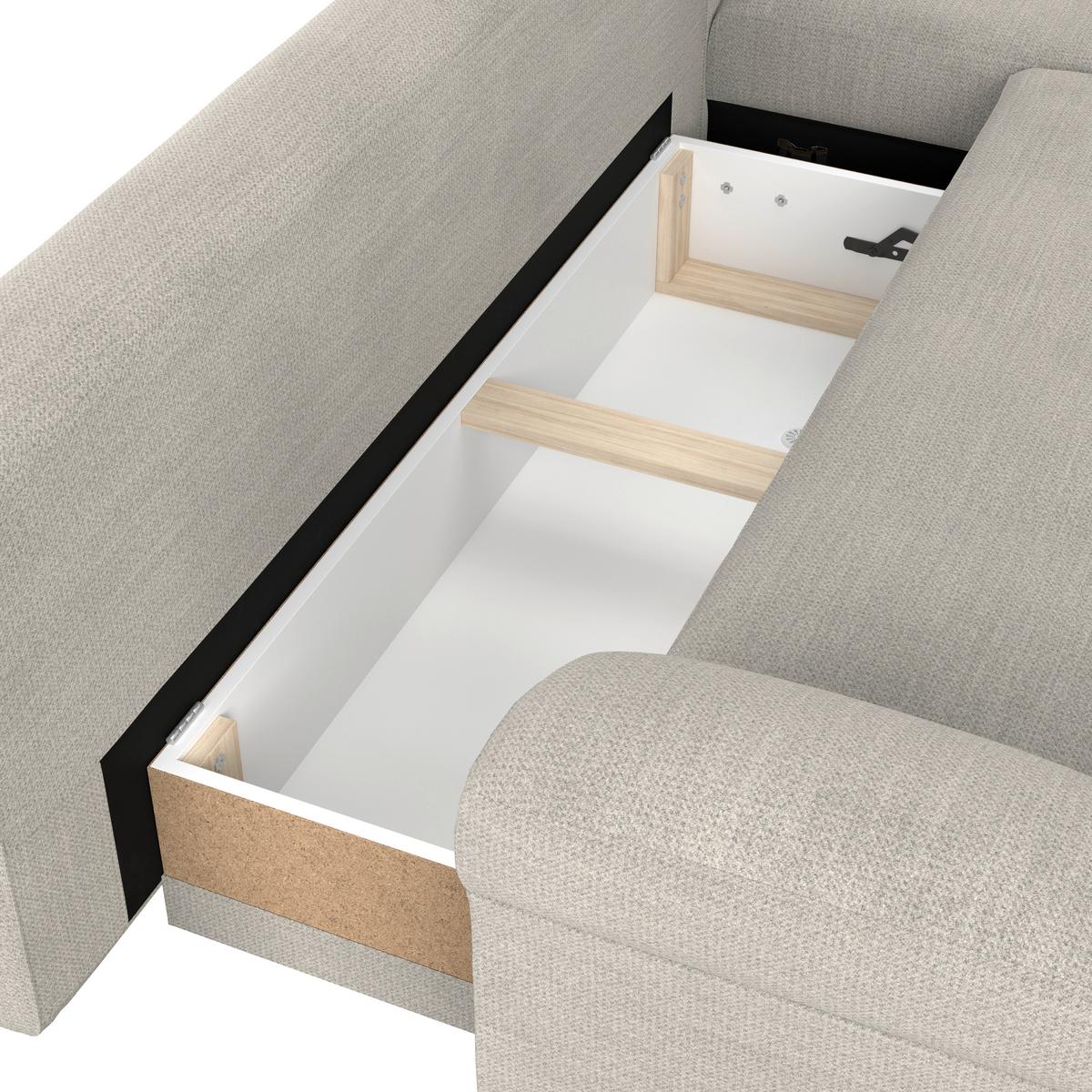 Ecksofa mit Schlaffunktion Mendoza new Chenille 309x197cm - Creme/Schwarz, KONVENTIONELL, Textil (309/197cm) - Ondega