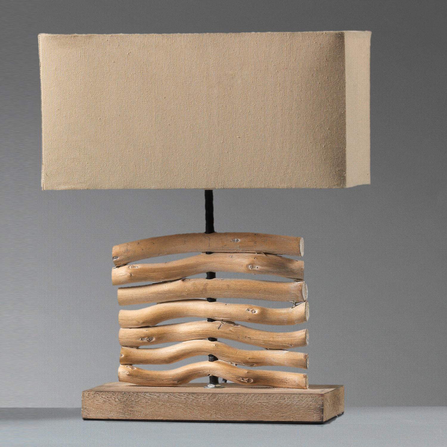 Nachttischleuchte 4850/l - Hellbraun, Natur, Holz/Textil (24/12/38cm)