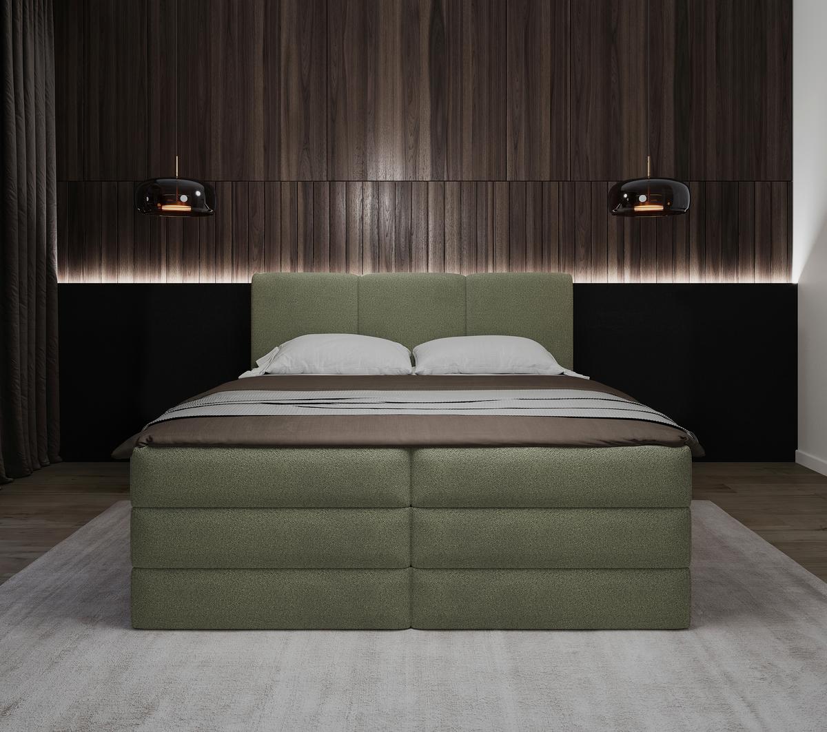 Boxspringbett Mit Topper & Bettkasten 180x200 Castel K - Schwarz/Grün, MODERN, Holz/Holzwerkstoff (160/200cm) - MID.YOU