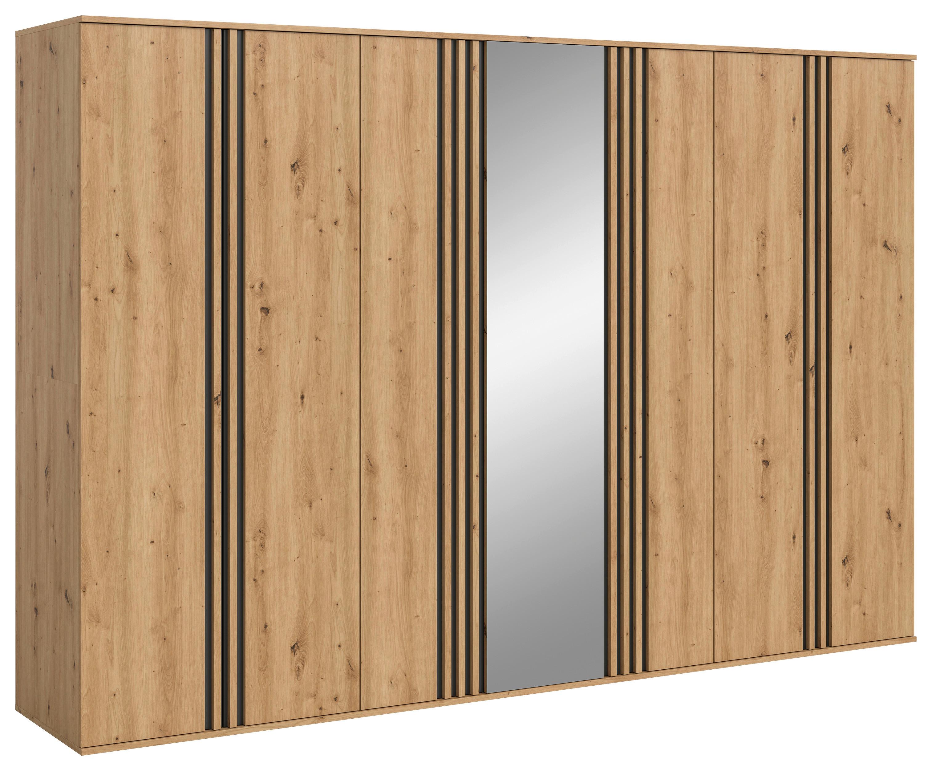 Drehtürenschrank Tofta Eiche Dekor/Anthrazit B: 280cm - Anthrazit/Eiche Artisan, ROMANTIK / LANDHAUS, Holzwerkstoff (280/192/56cm) - Livetastic