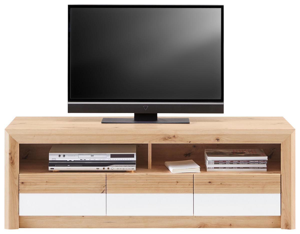 TV-Element Kashmir New B: 142 cm Eiche Dekor/Weiß - Eichefarben/Schwarz, MODERN, Holzwerkstoff (142/50/49cm) - James Wood