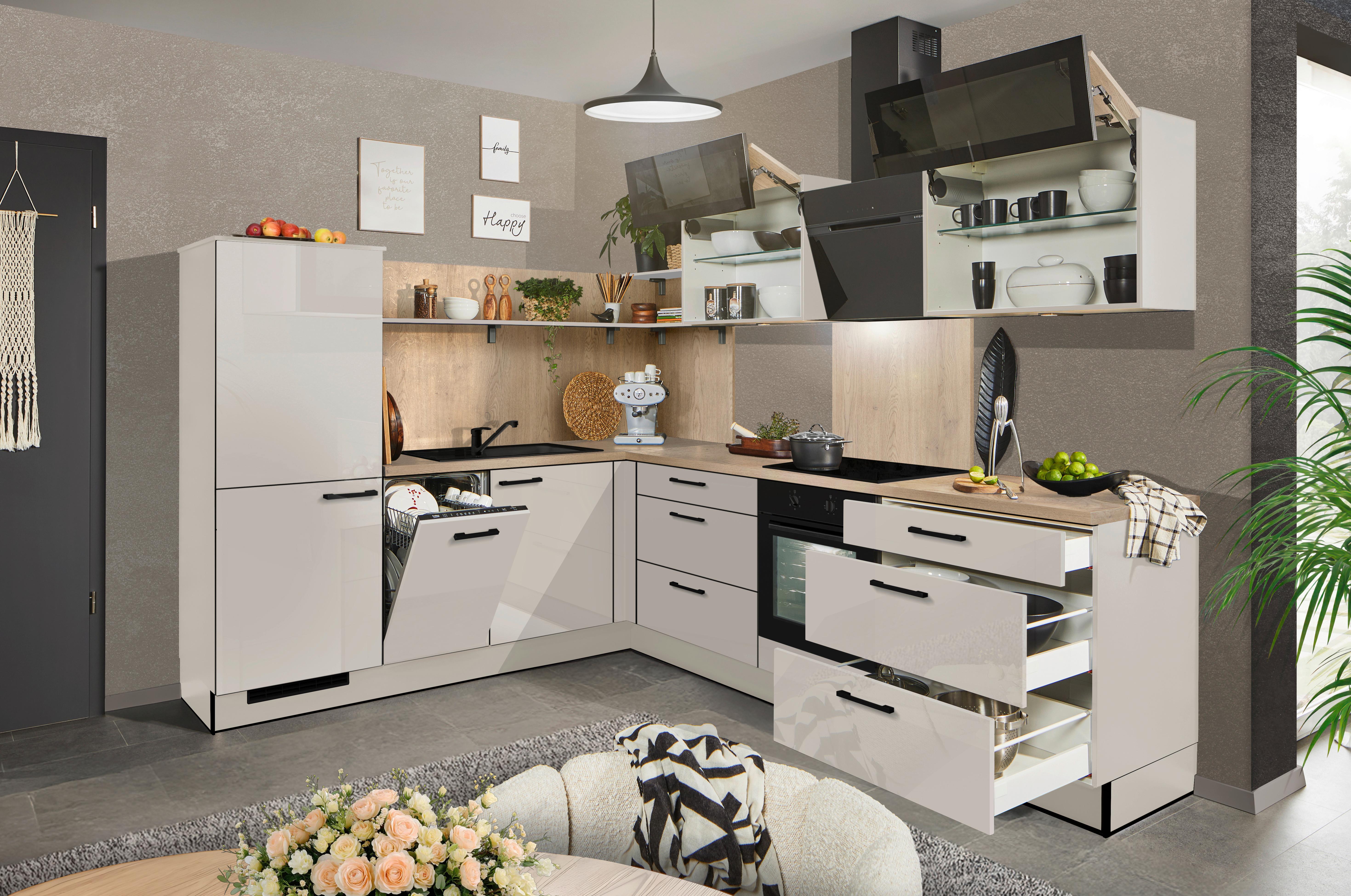 Eckküche Pn215/pn100 - Kaschmir/Eichefarben, MODERN, Holzwerkstoff (230/285cm) - Pino