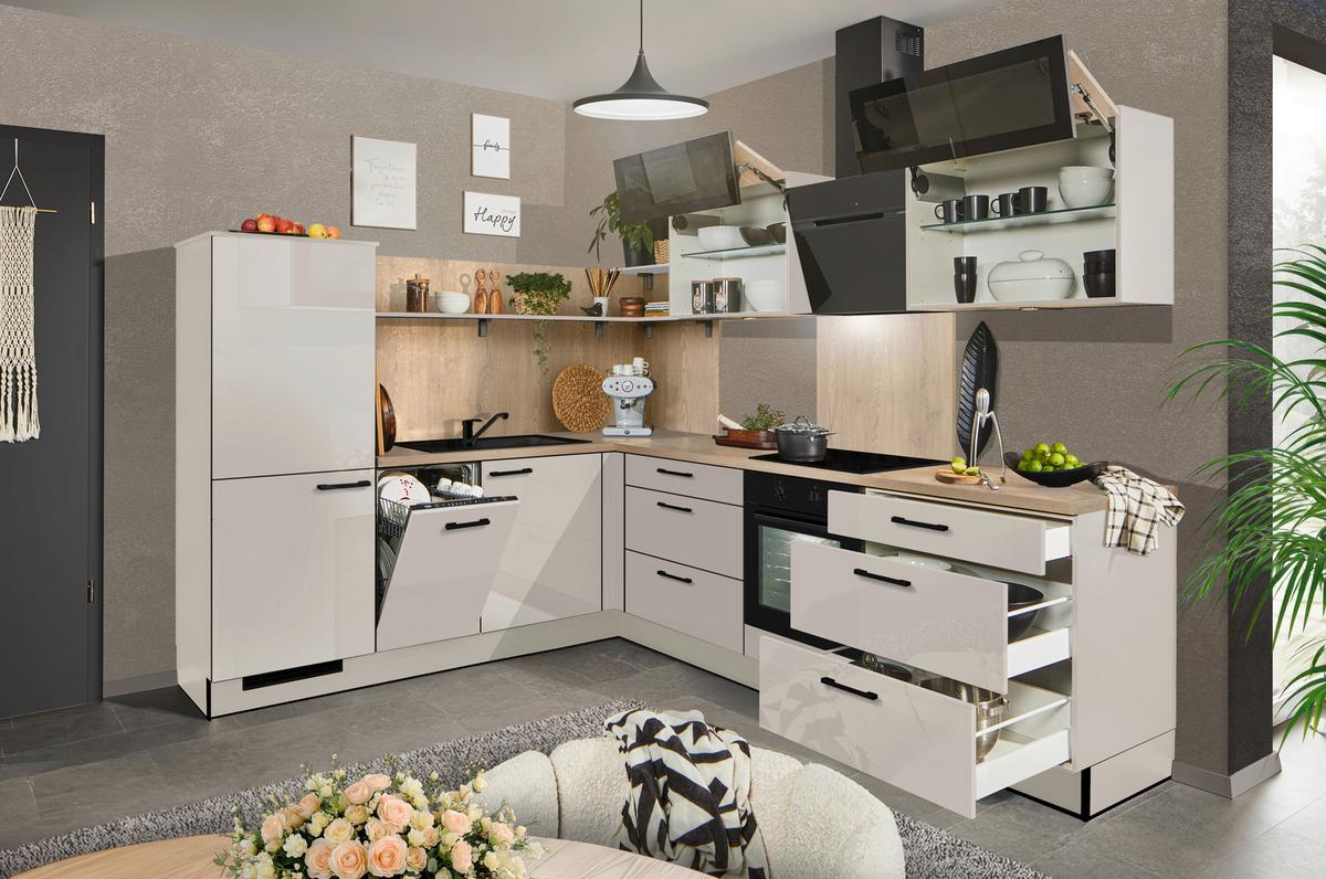 Eckküche Pn215/pn100 - Kaschmir/Eichefarben, MODERN, Holzwerkstoff (230/285cm) - Pino