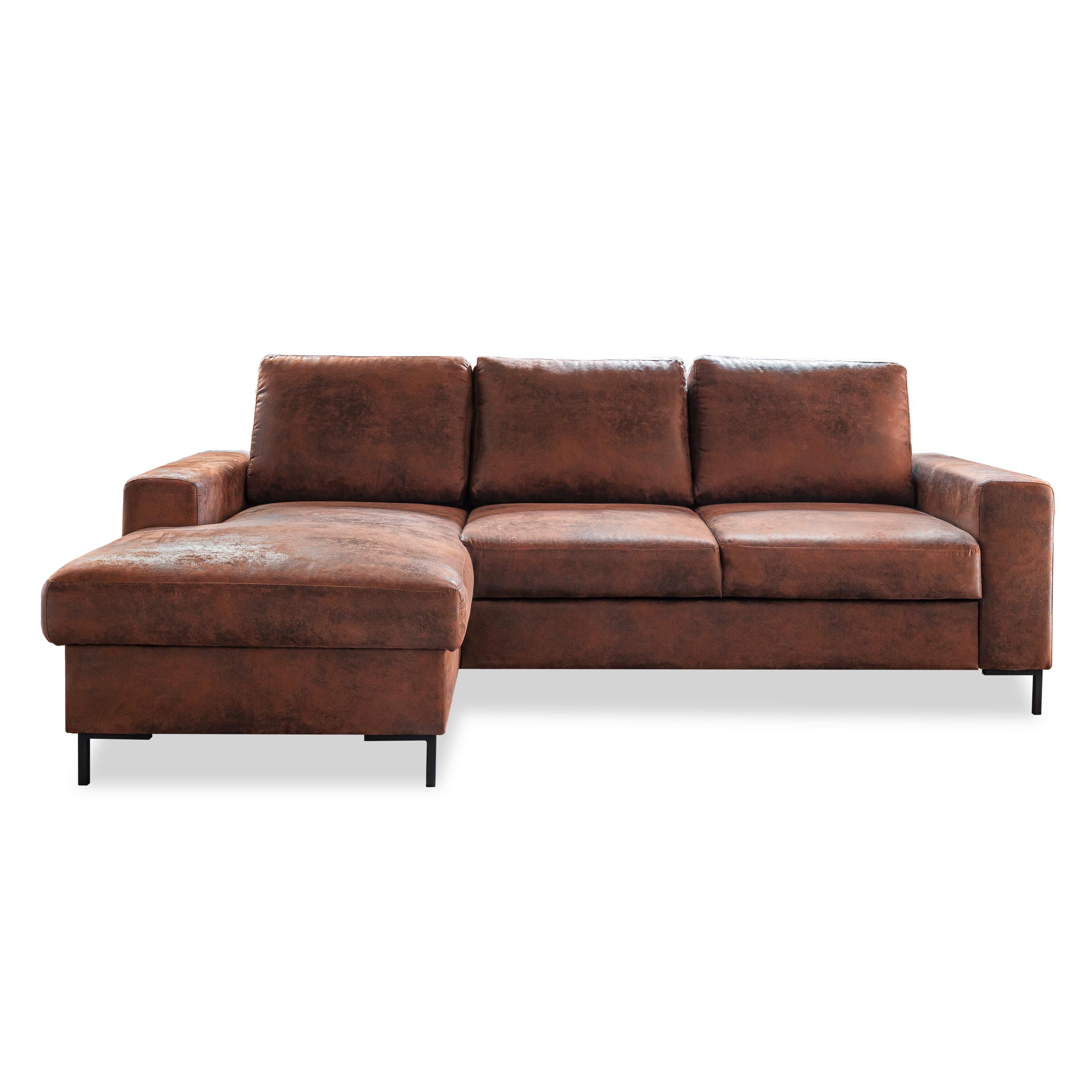 Ecksofa Lofty Lilly Vintage - Schwarz/Braun, MODERN, Textil (149/236cm) - MID.YOU