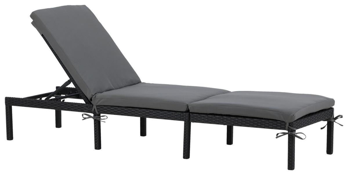 Sonnenliege Bilbao Kunststoffgeflecht - Schwarz, KONVENTIONELL, Kunststoff (59/84/198cm) - Gardenson