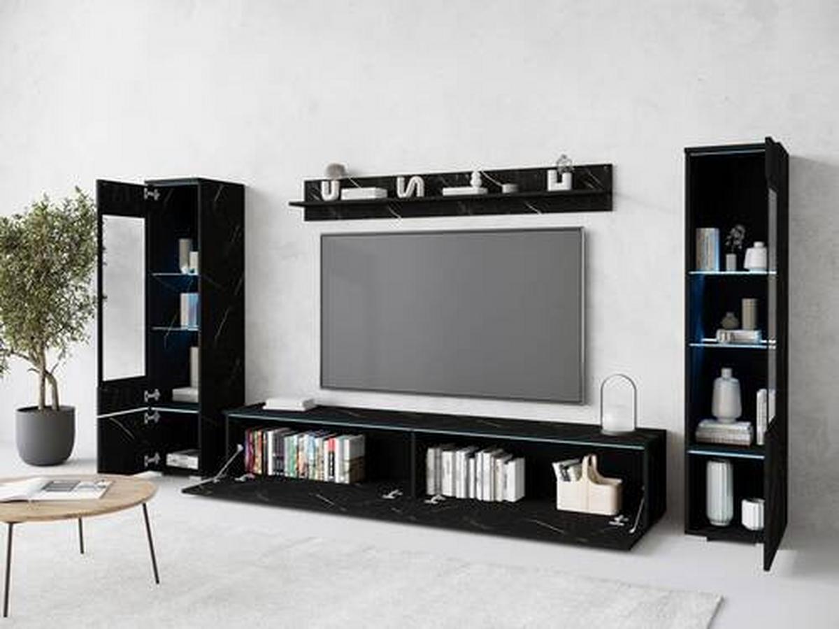 Obývací stěna SAN SEBASTIAN - šedá/barvy břidlice, Design, kompozitní dřevo/plast (240/130/33cm) - Livetastic
