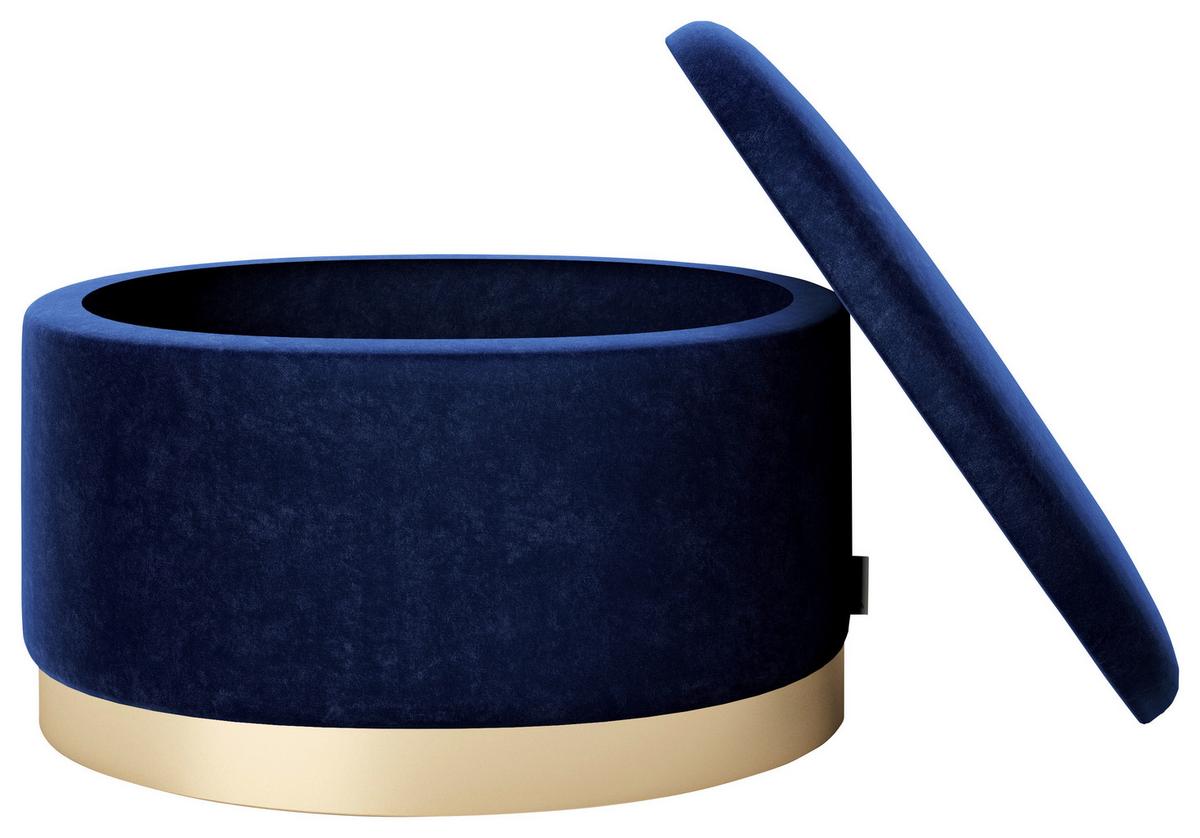 Hocker Rosanne Textil Blau Sitz Gepolstert H: 40 Cm - Goldfarben/Dunkelblau, LIFESTYLE, Textil (60/40/40cm) - Playboy
