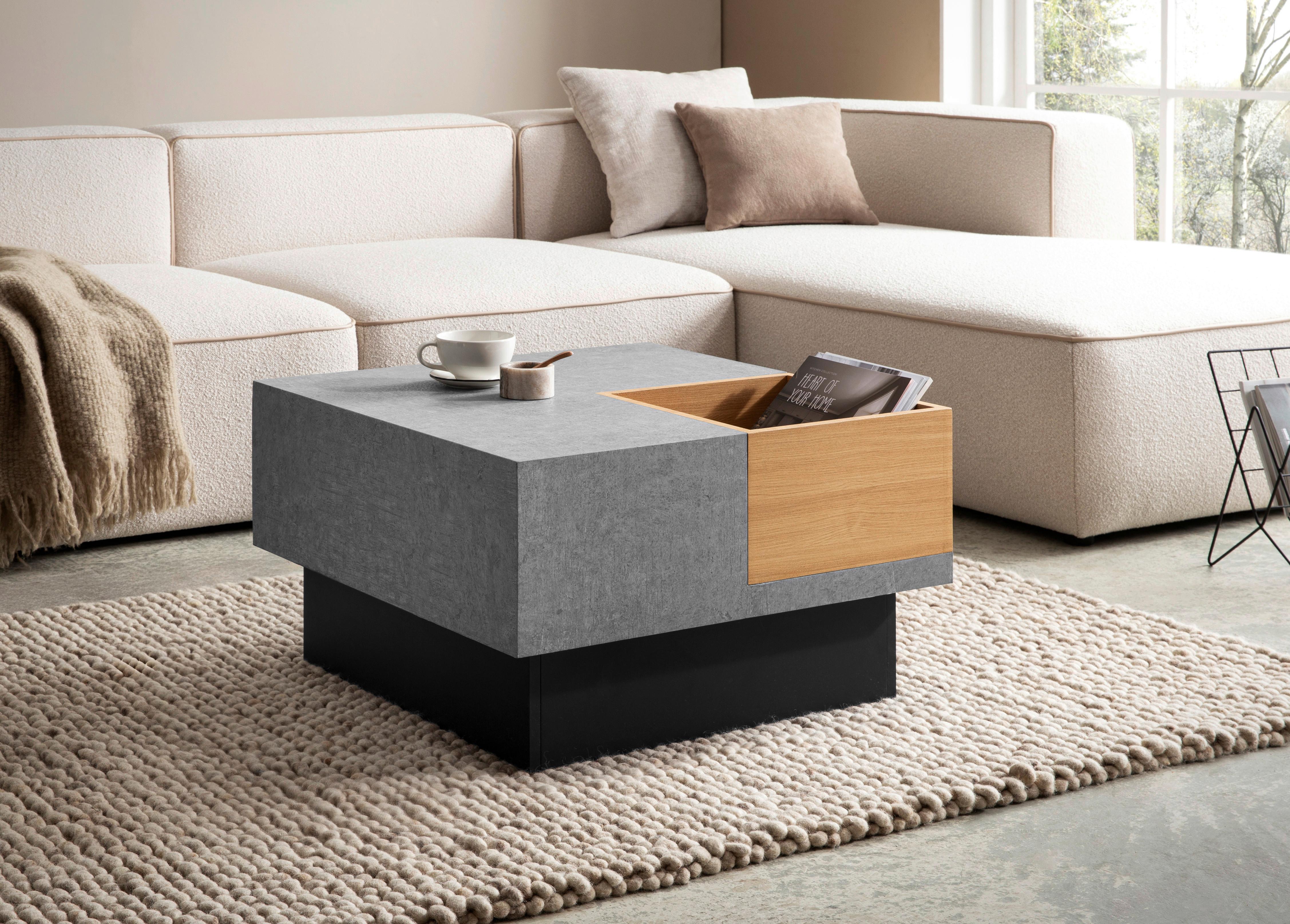 KONFERENČNÝ STOLÍK BETON - čierna/sivá, Design, kompozitné drevo (65/40/65cm) - Livetastic
