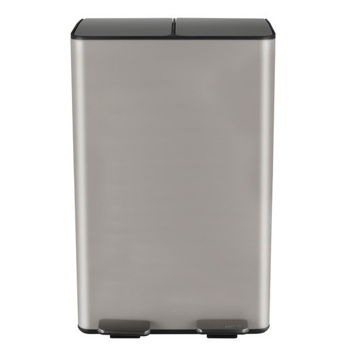 Treteimer Aliya 60l Taupe Metall Lbh: 45x30x71 Cm - Taupe/Schwarz, Basics, Kunststoff/Metall (45/30/71cm) - Spirella