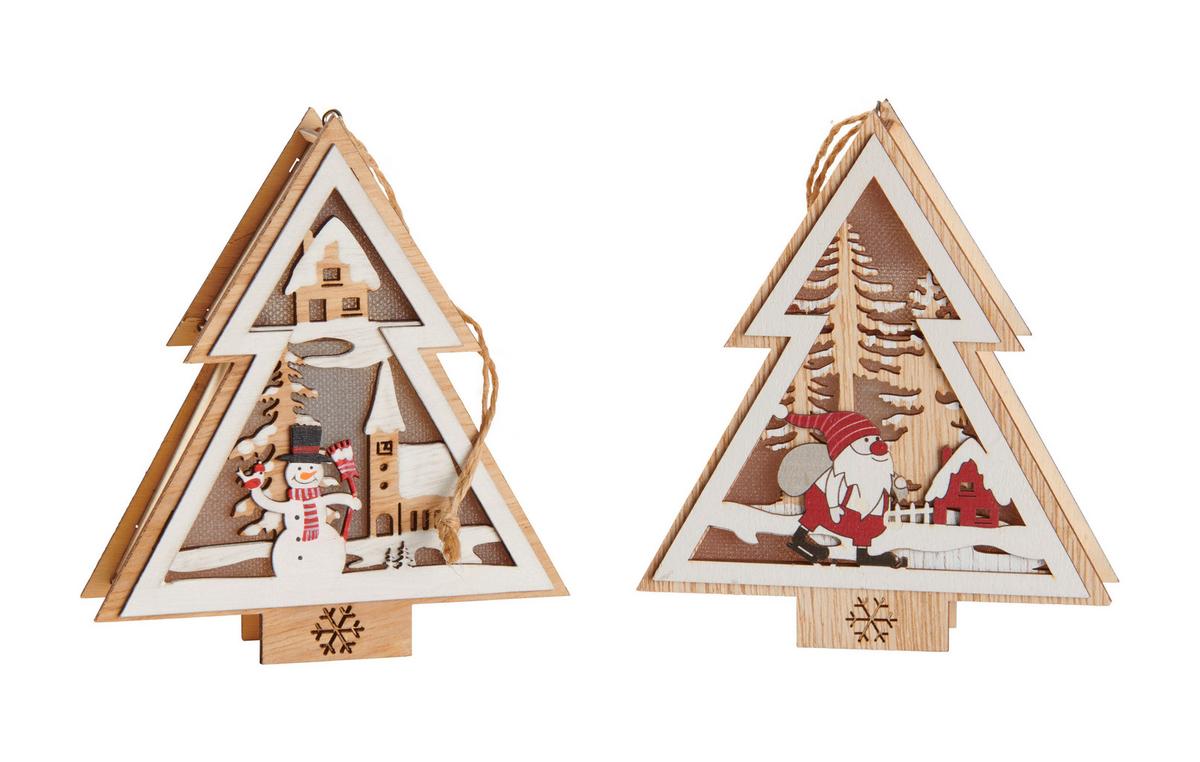 LED-Dekoleuchte Tree - Rot/Schwarz, MODERN, Holz/Kunststoff (11,2/13/3,5cm) - James Wood