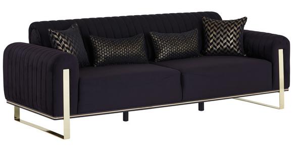 3-Sitzer-Sofa Mit Schlaffunktion Bono Schwarz - Goldfarben/Schwarz, MODERN, Textil (230/83/90cm) - Luca Bessoni