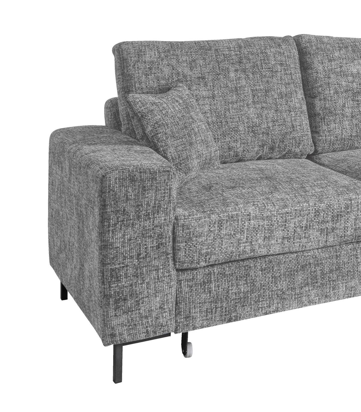 Eckschlafsofa Zona Silberfarben S: 237x143 Cm - Silberfarben/Schwarz, KONVENTIONELL, Textil (237/143cm) - Livetastic