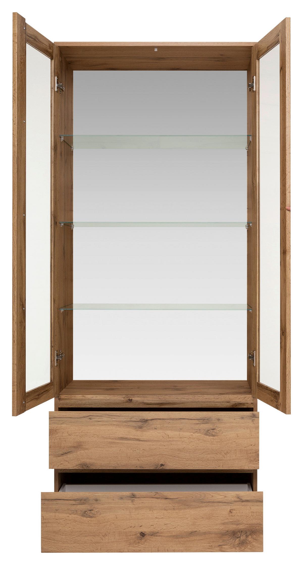 Vitrine Image 50 Eichefarben - Eichefarben/Silberfarben, KONVENTIONELL, Glas/Holzwerkstoff (80/191/40cm) - MID.YOU