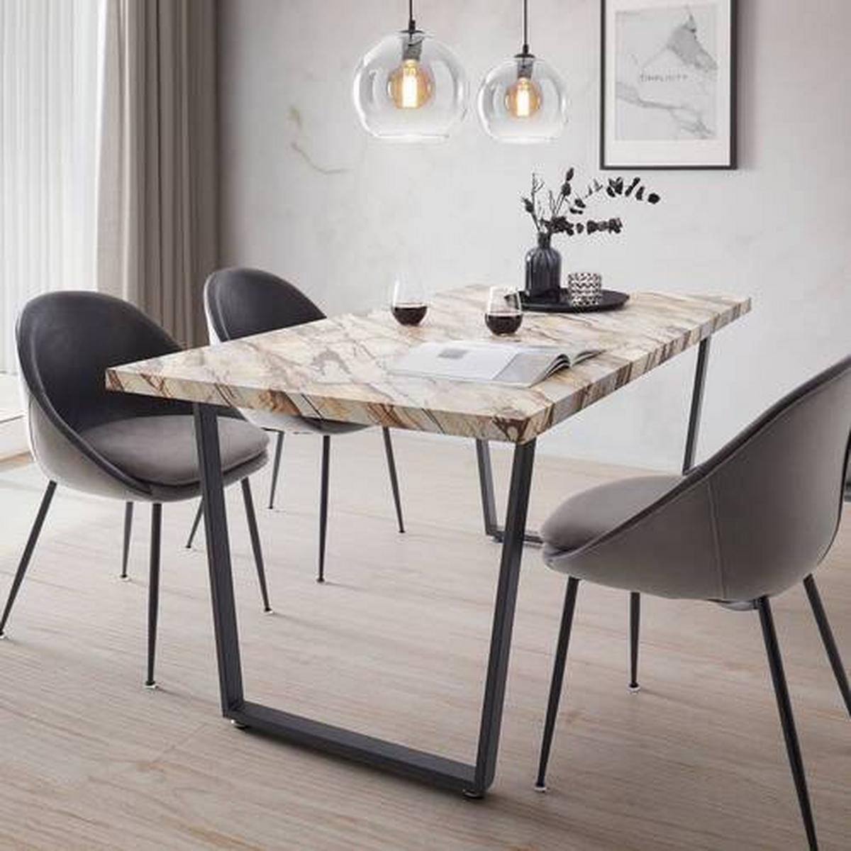 Jedálenský stôl DAVE 160x90 cm - hnedá/čierna, Modern, kov (160/90/76cm) - Bessagi Home