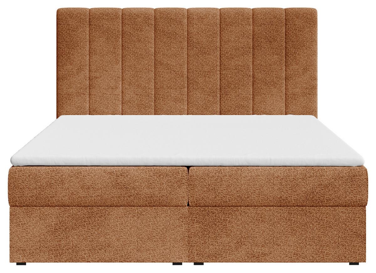 Boxbett Paris mit Topper 140x200 - Terracotta/Schwarz, MODERN, Holz/Kunststoff (140/200cm) - Livetastic