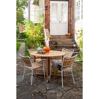 Gartensessel Stapelbar Ellen Aluminiumgestell, Teakholz - Weiß Hochglanz/Teakfarben, KONVENTIONELL, Holz/Metall (58,5/78/56,5cm) - Gardenson