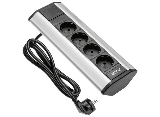 Ecksteckdosenelement Eck 4 X Schuko - Alufarben/Schwarz, KONVENTIONELL, Metall (10/27,7/5,2cm) - Evoline Ecksteckdosenelement Eck 4 X Schuko - Alufarben/Schwarz, KONVENTIONELL, Metall (10/27,7/5,2cm) - Evoline