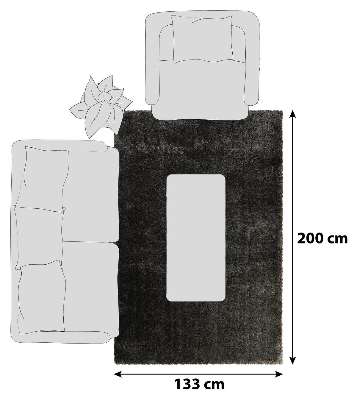Hochflorteppich Toubkal Anthrazit 133x200 cm - Anthrazit, Design, Textil (133/200cm) - WECON HOME