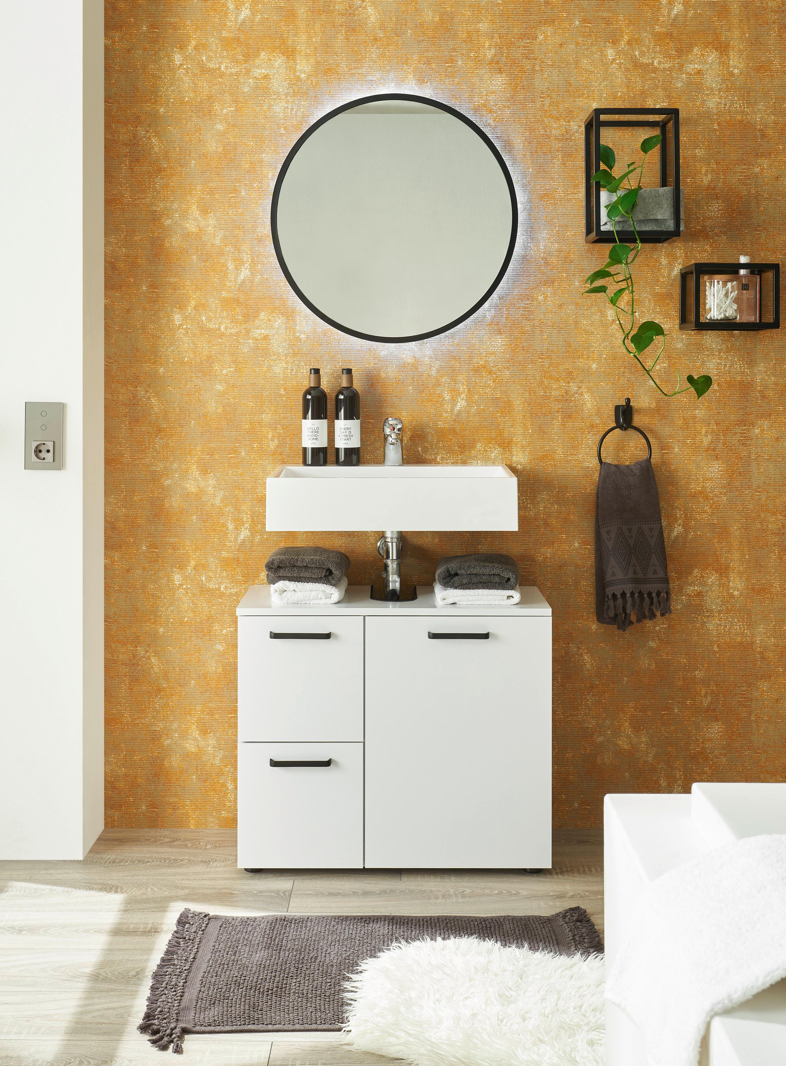 Waschbeckenunterschrank Vanice B: 70 cm Weiß - Schwarz/Weiß, MODERN, Holzwerkstoff (70/60/35cm) - MID.YOU