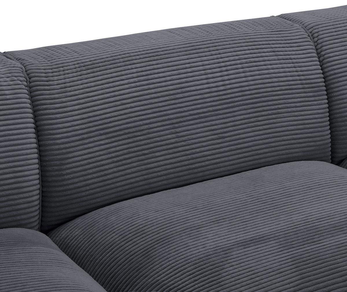 Ecksofa mit Zierkissen Pearl Graphitfarben 196x303 cm - Schwarz/Graphitfarben, Design, Textil (196/303cm) - Livetastic
