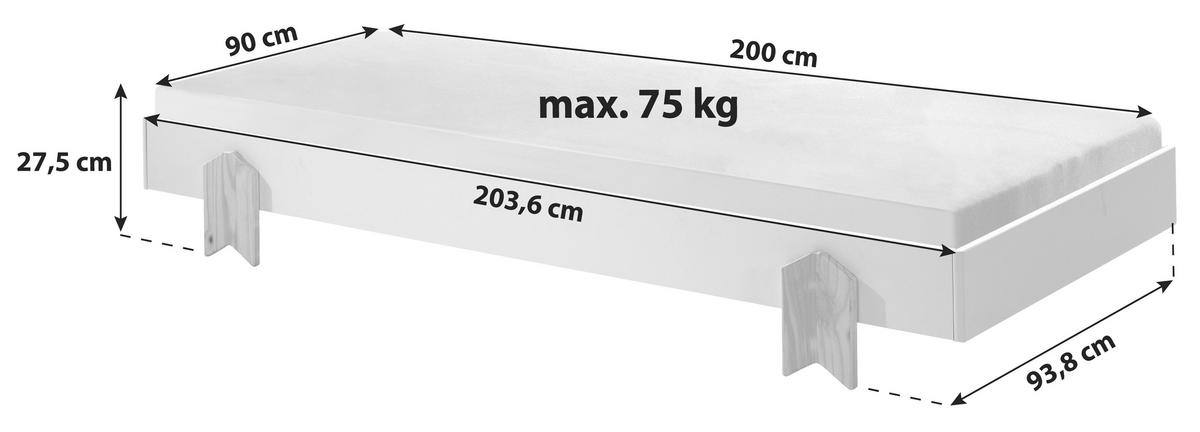 Postel pro děti a mládež MODULO šedá - barvy borovice/šedá, Moderní, dřevo/kompozitní dřevo (90/200cm) - MID.YOU