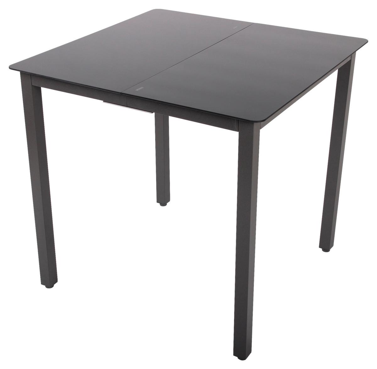 Gartentisch Aluminium/Glas L 80 cm - Schwarz, Basics, Glas/Metall (80/73/80cm) - MID.YOU