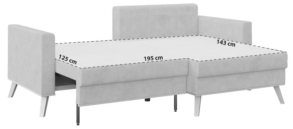 Ecksofa Carini - Eichefarben/Anthrazit, Basics, Textil (222/152cm)