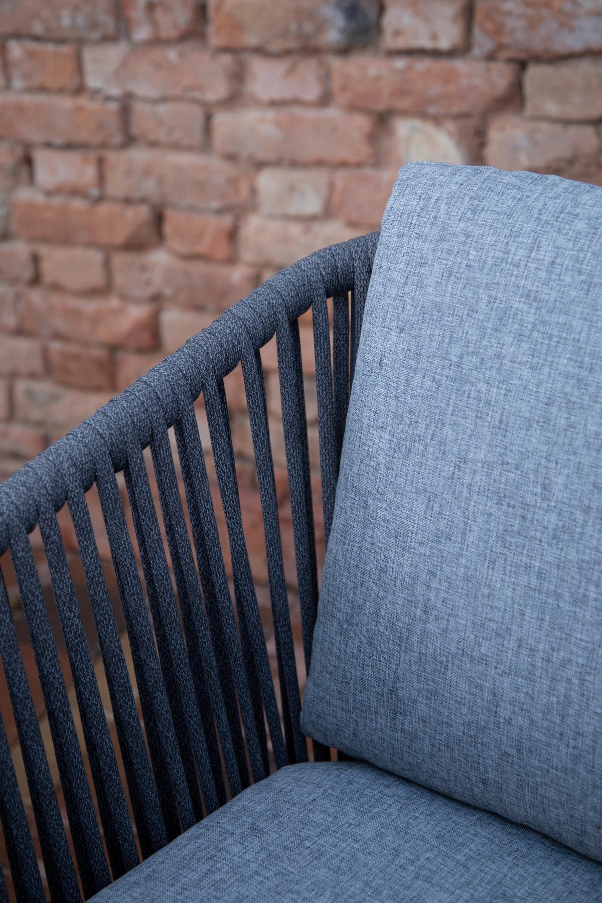 Gartenstuhl Stapelbar Manhatten Aluminium - Dunkelgrau/Anthrazit, MODERN, Textil/Metall (61/81/61cm) - Acamp