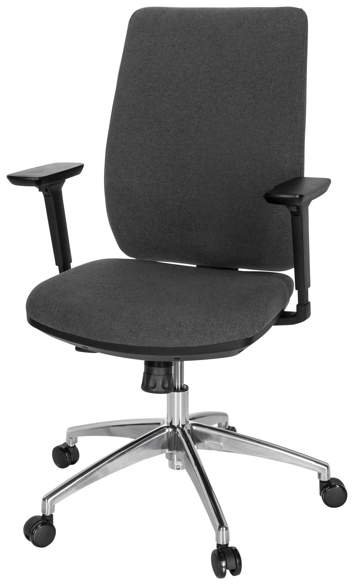 Drehstuhl Integrio I Armstütze Dunkelgrau Bis 120kg - Chromfarben/Dunkelgrau, MODERN, Kunststoff/Textil (74/123/63cm) - MID.YOU